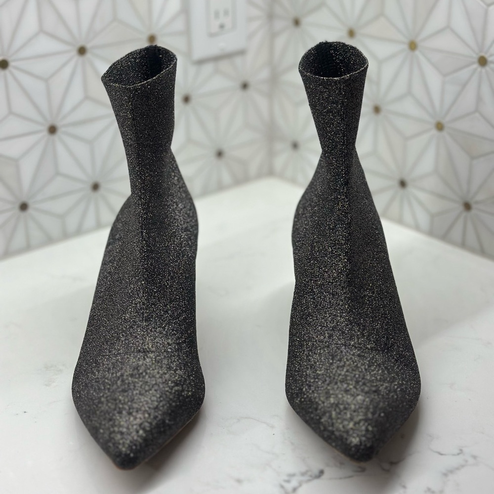 Loeffler Randall Black Glitter Heeled Boots